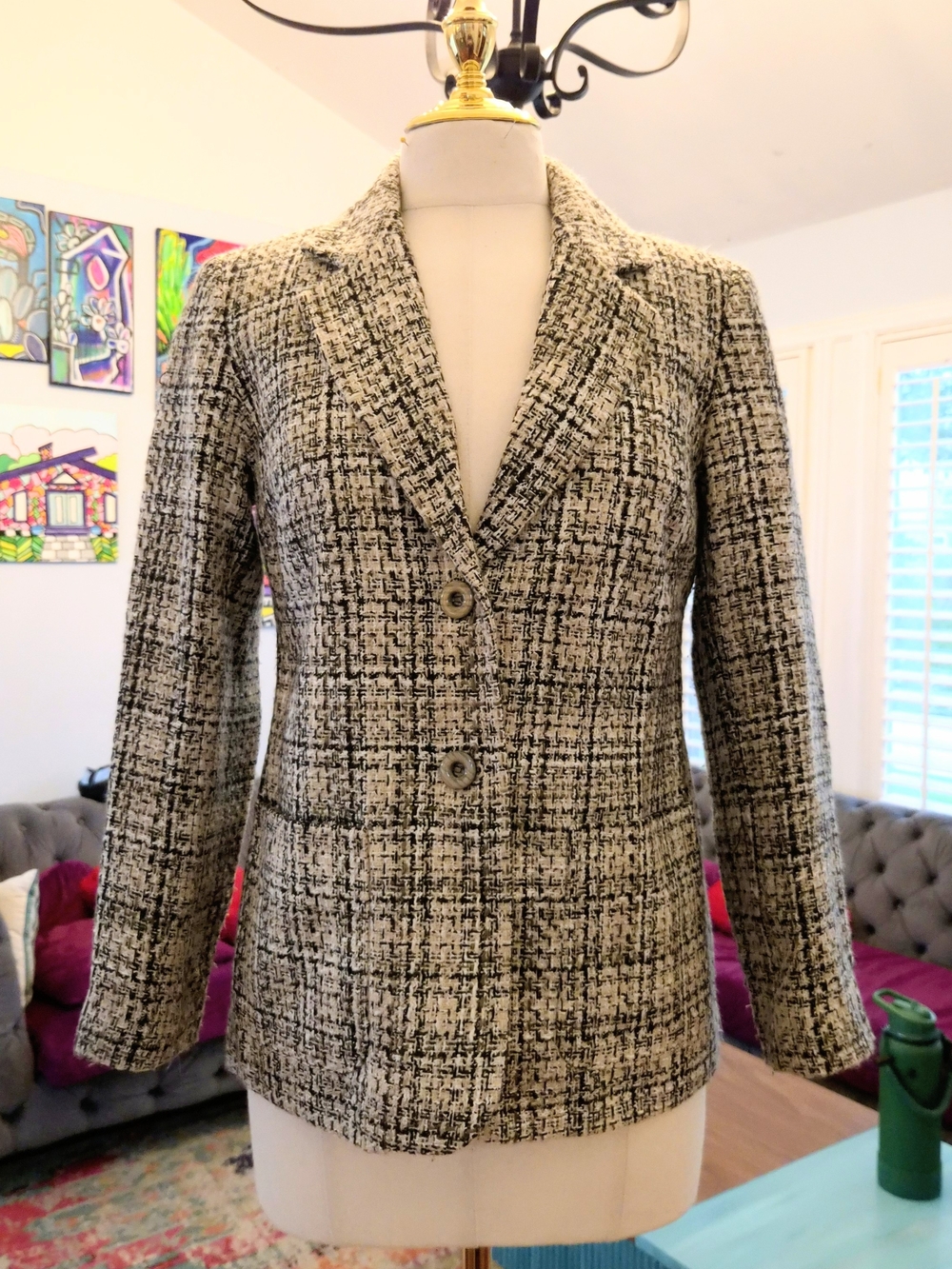 Appleseed's Black and White Tweed Blazer Jacket
